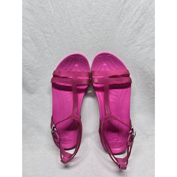 Crocs Women's Really Sexi Ankle Strap Strappy Sandals Fuchsia Pink Sz 7- Flawed - Picture 15 of 15